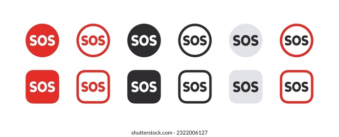 SOS Emergency-Symbole gesetzt. SOS-Service-Zeichen. Vektorskalierbare Grafiken