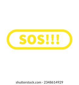 Sos Emergency Sign In Yellow Rectangle Rounded Line Shape For Help Service
