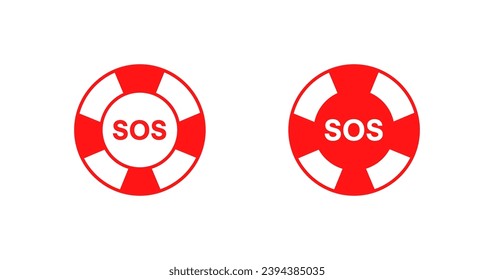 SOS flashing lights icons. Flat, red, SOS button icons. Vector icons