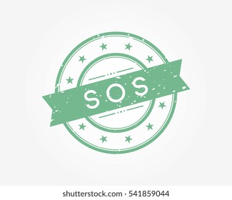 sos. green stamp sign vector illustration