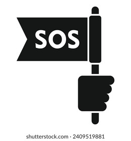 Sos help flag icon simple vector. Warning rescue. Lesson safety siren