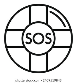 Vector de contorno de icono de ayuda Sos. Ayuda de seguridad del motor. Ayuda para el transporte