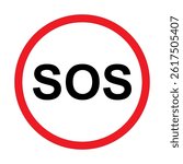 SOS help icon, safety support alert flat design, save vector illustration .