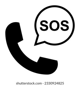 SOS help icon, safety support alert flat design, save vector illustration .