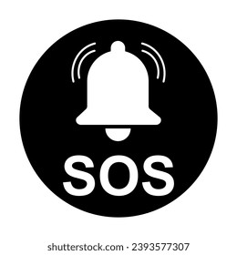 SOS help icon, safety support alert flat design, save vector illustration .