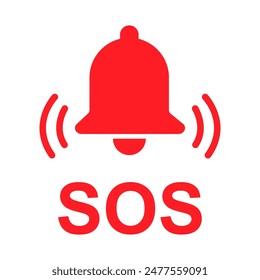 SOS help icon, safety support alert flat design, save vector illustration .