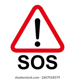 SOS help icon, safety support alert flat design, save vector illustration .