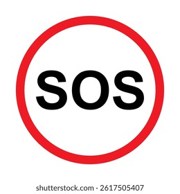 SOS help icon, safety support alert flat design, save vector illustration .