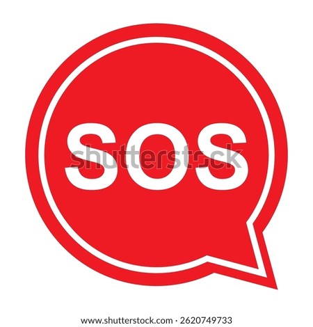 SOS help icon, safety support alert flat design, save vector illustration .