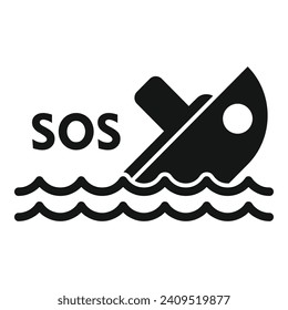 Ayuda por ejemplo el icono del barco marino vector simple. Protección contra peligros. Sirena de seguridad
