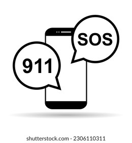Icono de sombra de ayuda SOS, diseño de alerta de soporte de seguridad, guardar ilustración vectorial.