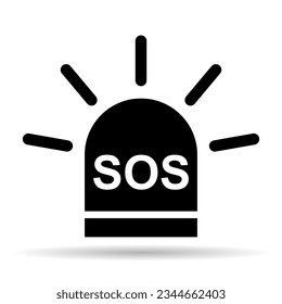 SOS help shadow icon, safety support alert design, save vector illustration .