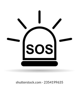 SOS help shadow icon, safety support alert design, save vector illustration .