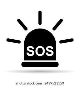 SOS ayuda icono de sombra, diseño de alerta de soporte de seguridad, guardar ilustración vectorial .