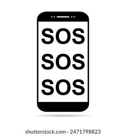SOS help shadow icon, safety support alert design, save vector illustration .