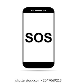 SOS help shadow icon, safety support alert design, save vector illustration .