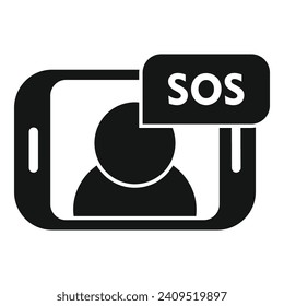 Sos ayuda al icono de videollamadas vector simple. Seguridad sanitaria. Rescate de lección
