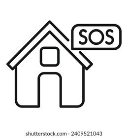 Sos house help icon outline vector. Call center. Protection danger lesson