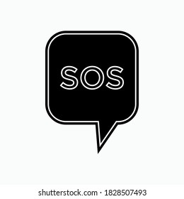 SOS Icon. Abbreviation of Save Our Soul. Help Symbol - Logo and  Simple Vector, Sign for Design and Website, Presentation or Application.