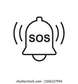 SOS Icon Emergency Alarm Button Sign. Vector Illustration