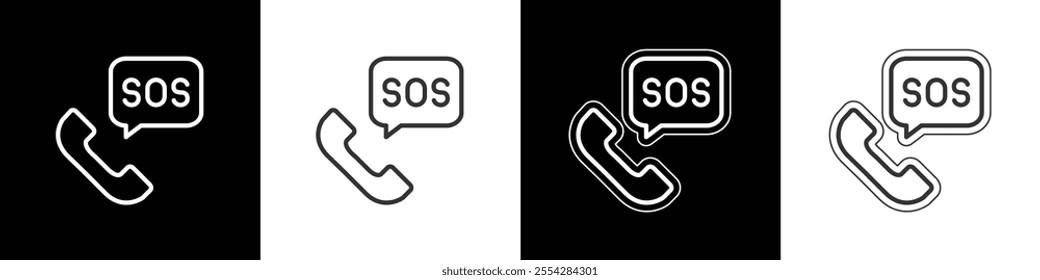 SOS icon. Emergency phone symbol. Emergency call line and flat icon, medicine and healthcare, police etc. SOS vector icon symbol illustration.