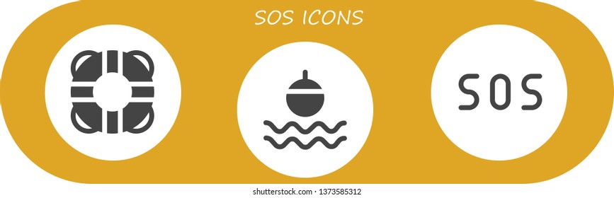 sos icon set. 3 filled sos icons.  Collection Of - Lifesaver, Float, Sos