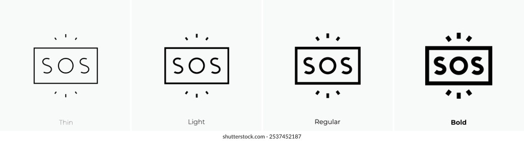 sos icon. Thin, Light Regular And Bold style design isolated on white background