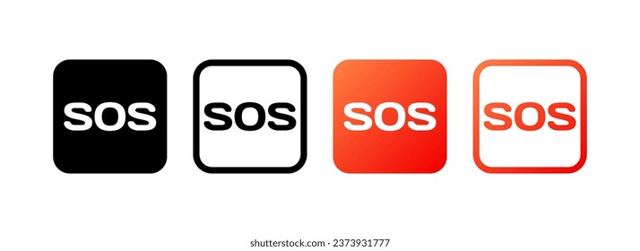 SOS-Symbole. Unterschiedlicher Stil, rot, SOS-Schaltflächen, SOS-Symbole. Vektorsymbole