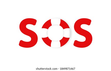 SOS illustration. Lifebouy isolated concept. Rescue sign. Vector on isolated white background. EPS 10