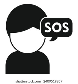 Icono de seguridad para niños Sos simple vector. Lección de peligro. Llamada de ayuda telefónica
