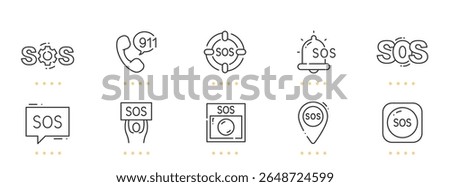 SOS line icons. Editable stroke