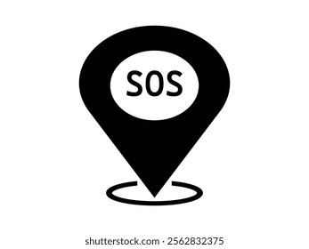 SOS Location marker icon. Marker location with SOS icon.