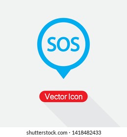 SOS Marker Icon Vector Illustration Eps10