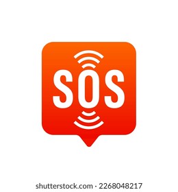 SOS marker, sign, icon, label. Emergency icon collection. Containing Emergency alarm, SOS help service sign. Flat design. Vector illustration