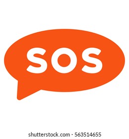 Sos Message Balloon vector pictograph. Style is flat graphic symbol.