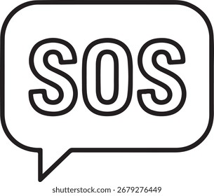 Sos mensagem bolha ícone de contorno de emergência comunicação de sinal de socorro