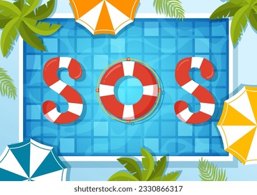 SOS Message Vector Illustration with People Who Need Emergency Assistance in Various Situations in Flat Cartoon Hand Drawn Background Templates