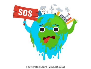 SOS Message Vector Illustration with People Who Need Emergency Assistance in Various Situations in Flat Cartoon Hand Drawn Background Templates
