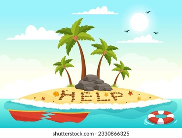 SOS Message Vector Illustration with People Who Need Emergency Assistance in Various Situations in Flat Cartoon Hand Drawn Background Templates