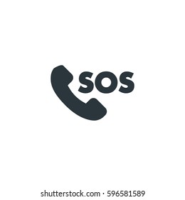 SOS icon? minimalist emergency phone contact service vector icon