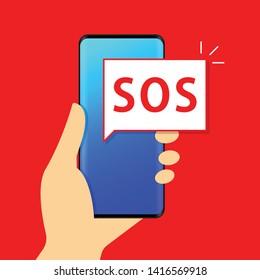 SOS Notification on Mobile Phone Illustration