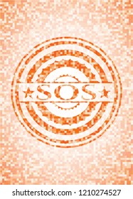 SOS orange mosaic emblem with background