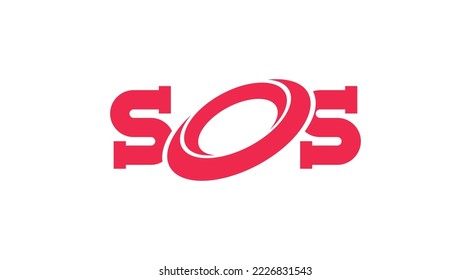 SOS original monogram logo design. SOS icon symbol button. Emergency help logo sign pictogram. Vector illustration image. Isolated on white background.