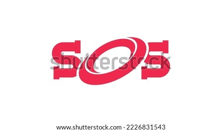 SOS original monogram logo design. SOS icon symbol button. Emergency help logo sign pictogram. Vector illustration image. Isolated on white background.