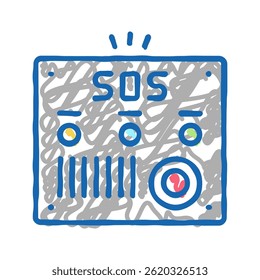 sos panel for old people doodle icon sketch vector. sos panel for old people sign. isolated symbol illustration