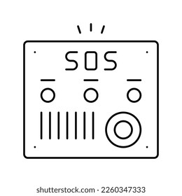 panel sos para el vector de icono de línea de personas mayores. panel de los sos para gente mayor firma. símbolo de contorno aislado ilustración negra