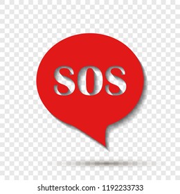 Sos pin marker on transparent background. Speech vector icon  boubble SoS.Layers grouped for easy editing illustration.  For your design.