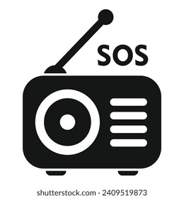 Sos Radio-Signal Symbol einfache Vektorgrafik. Gefährdung der Rettung. Lektionssicherheit online