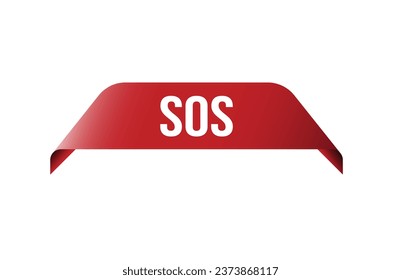 Sos rotes Bandmarkenbanner. Öffnen Sie jetzt signieren oder Sos-Tag.