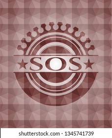 SOS red seamless emblem with geometric background.